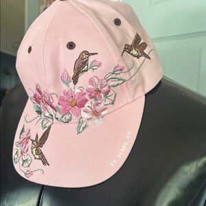 Pink Floral Embroidered Cap